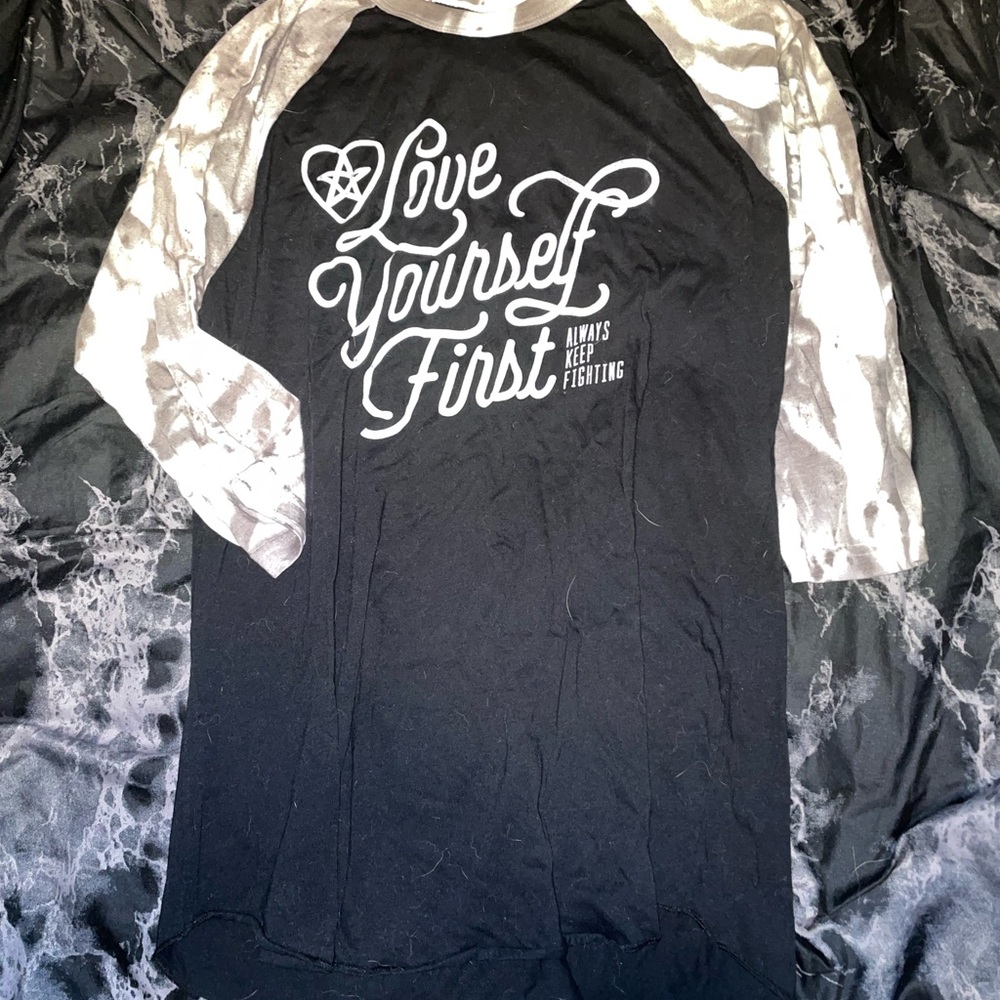 Supernatural Always keep fighting love yourself first 3/4 Raglan Shirt Large